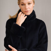 Navy Faux Fur Collar Coat