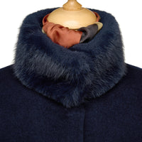 Navy Faux Fur Collar Coat