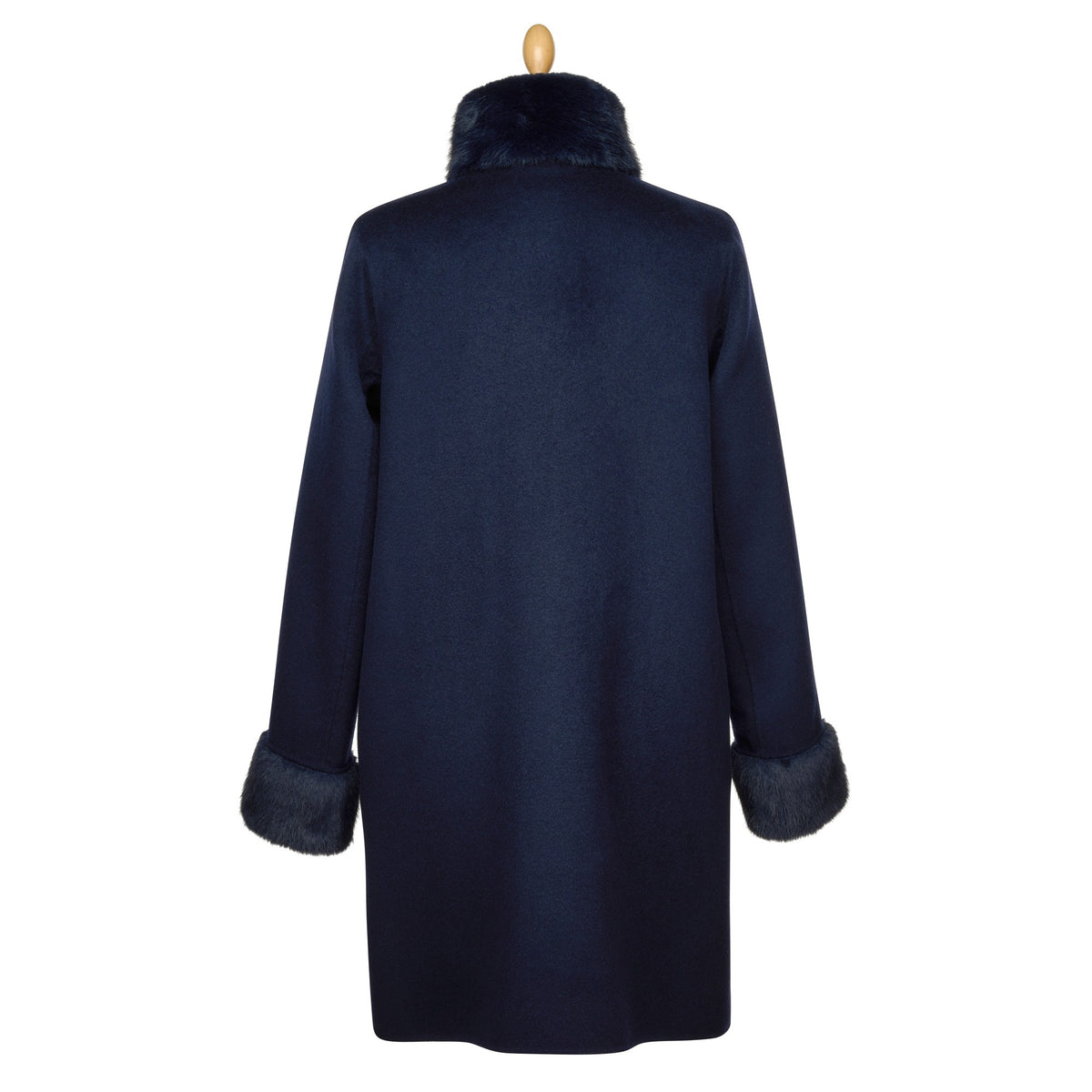 Navy Faux Fur Collar Coat