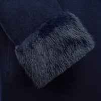 Navy Faux Fur Collar Coat