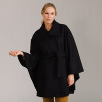 Maria Belted Navy Cape