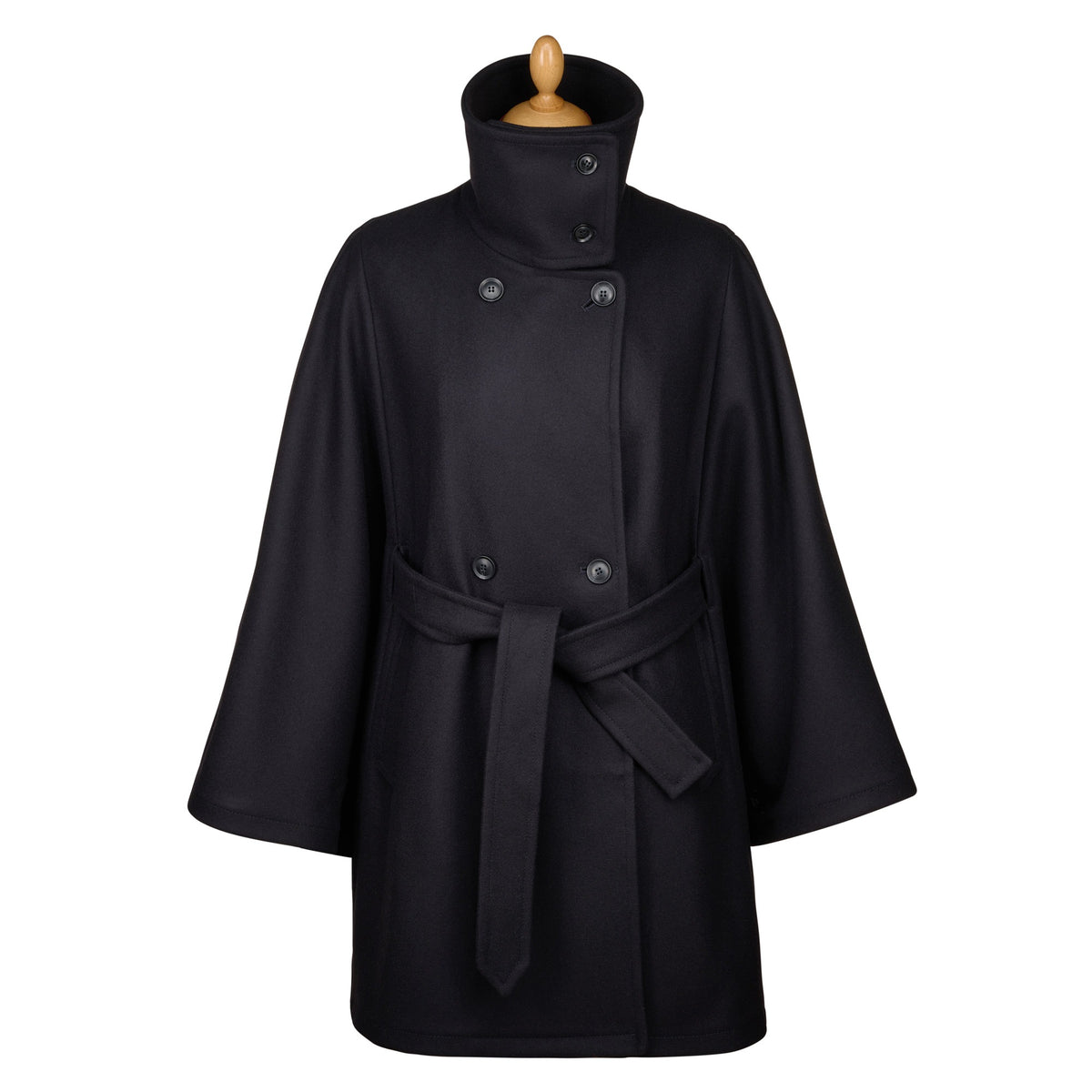 Maria Belted Navy Cape