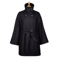 Maria Belted Navy Cape