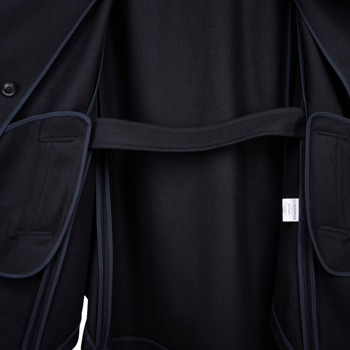 Maria Belted Navy Cape