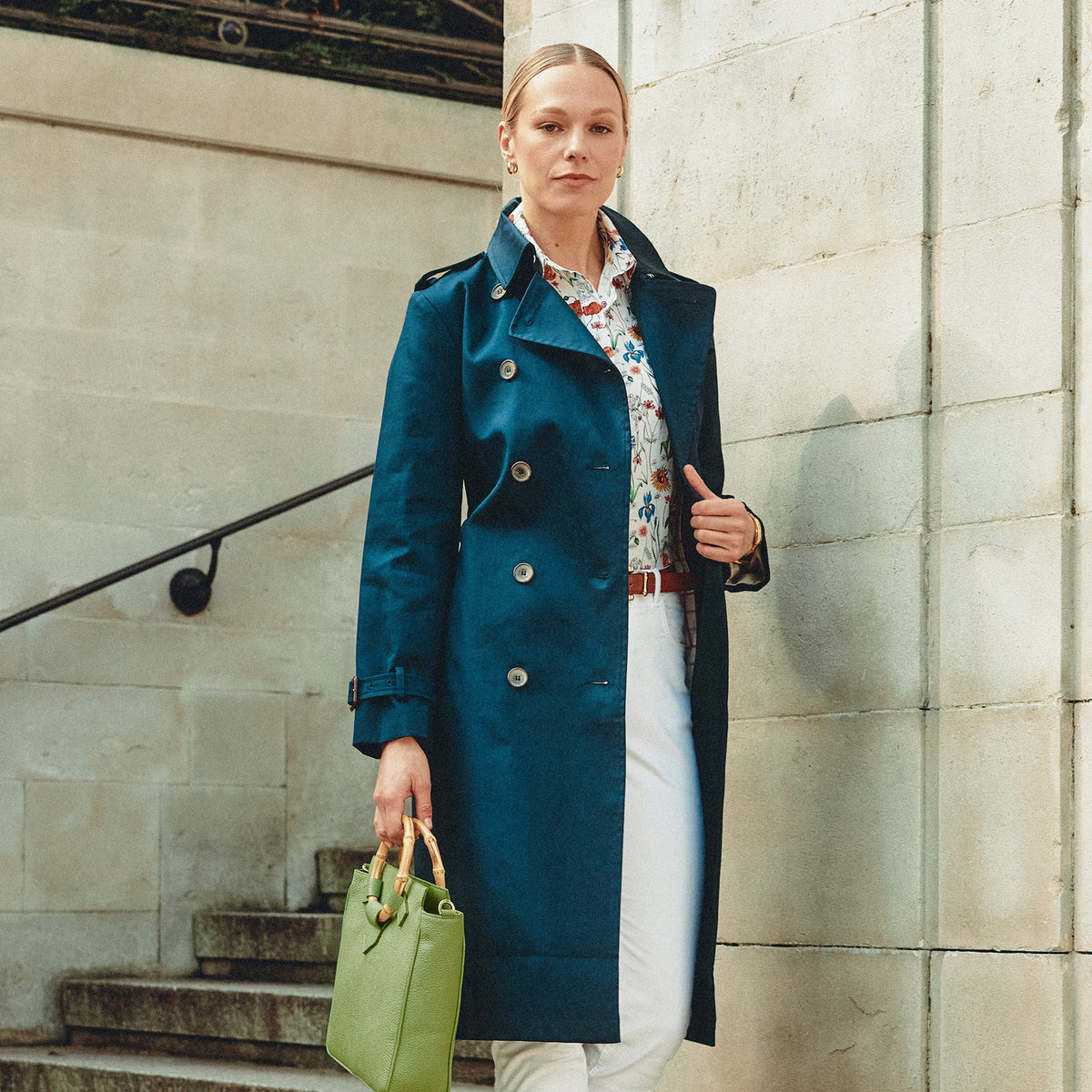 Navy Classic Belted Trench Coat