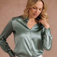 Aqua Blue Satin Silk Chole Blouse