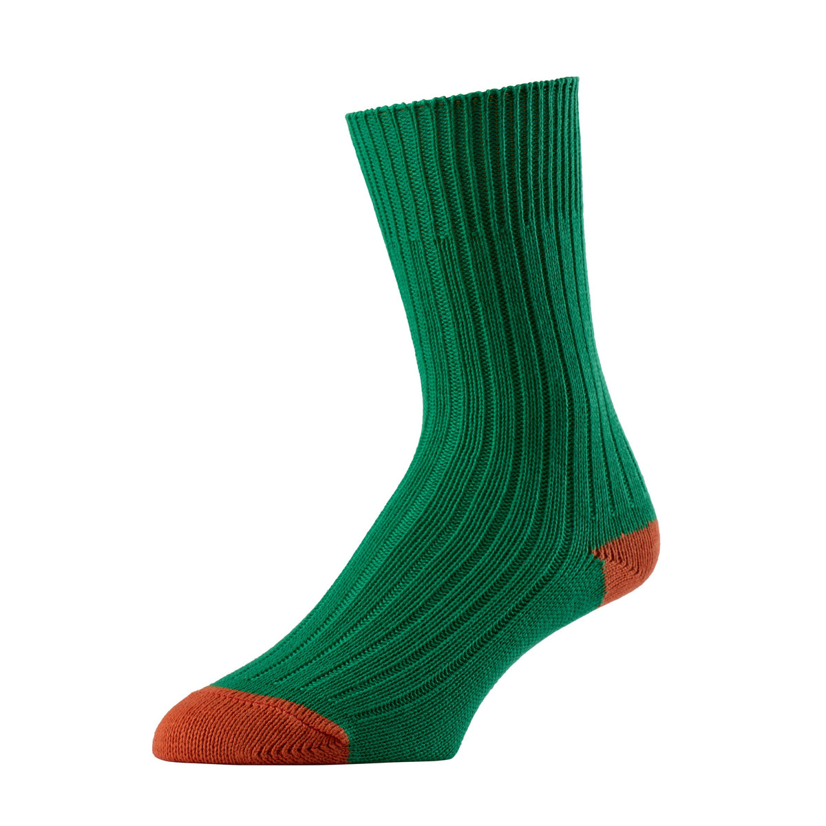 Green Cotton Heel & Toe Sock