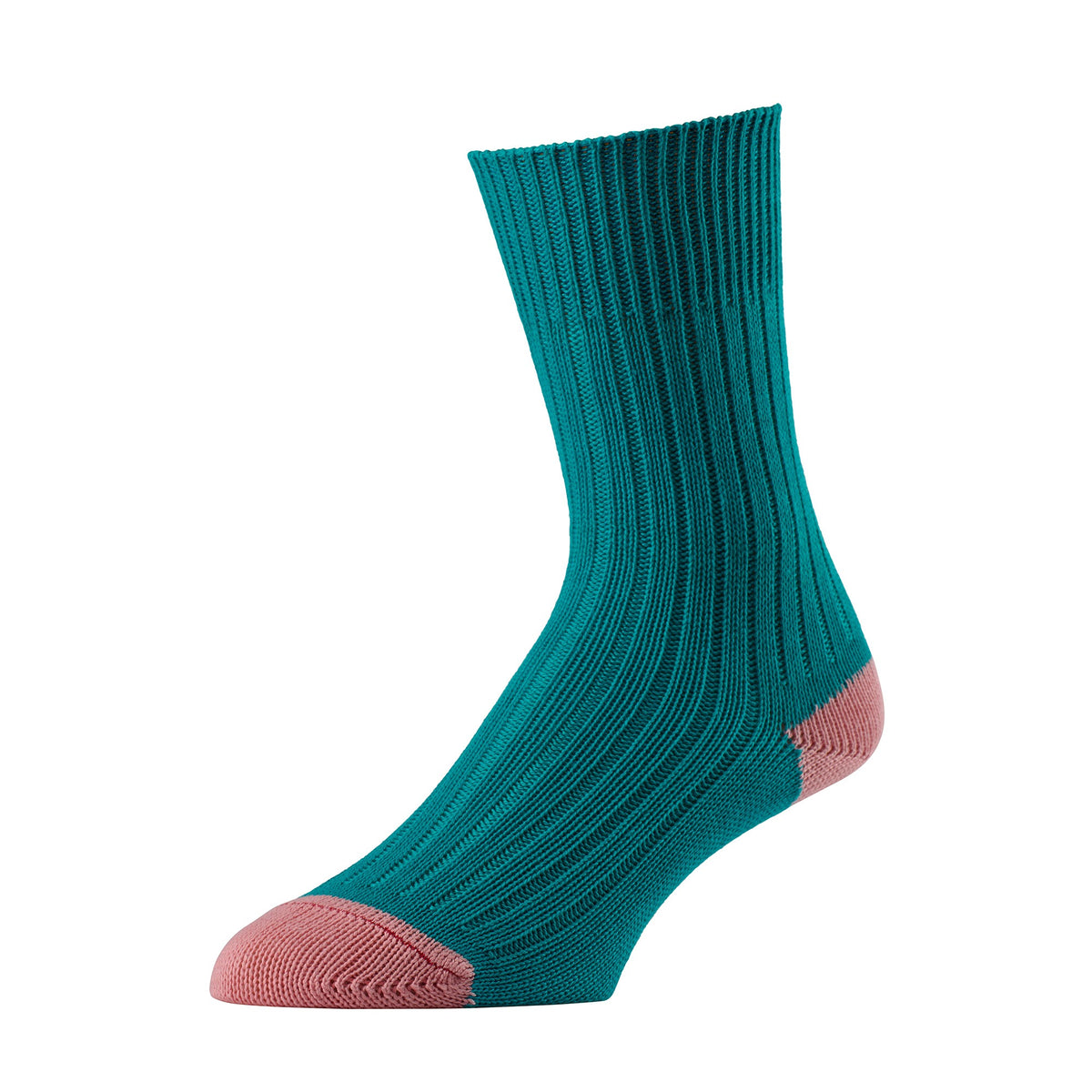 Teal Cotton Heel & Toe Sock