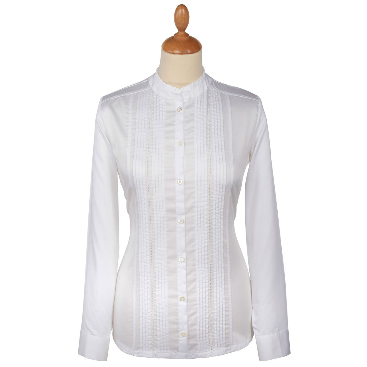 White Pin Tuck Pie Crust Cotton Shirt