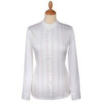 White Pin Tuck Pie Crust Cotton Shirt