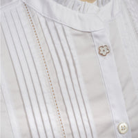 White Pin Tuck Pie Crust Cotton Shirt