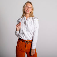 White Pin Tuck Pie Crust Cotton Shirt