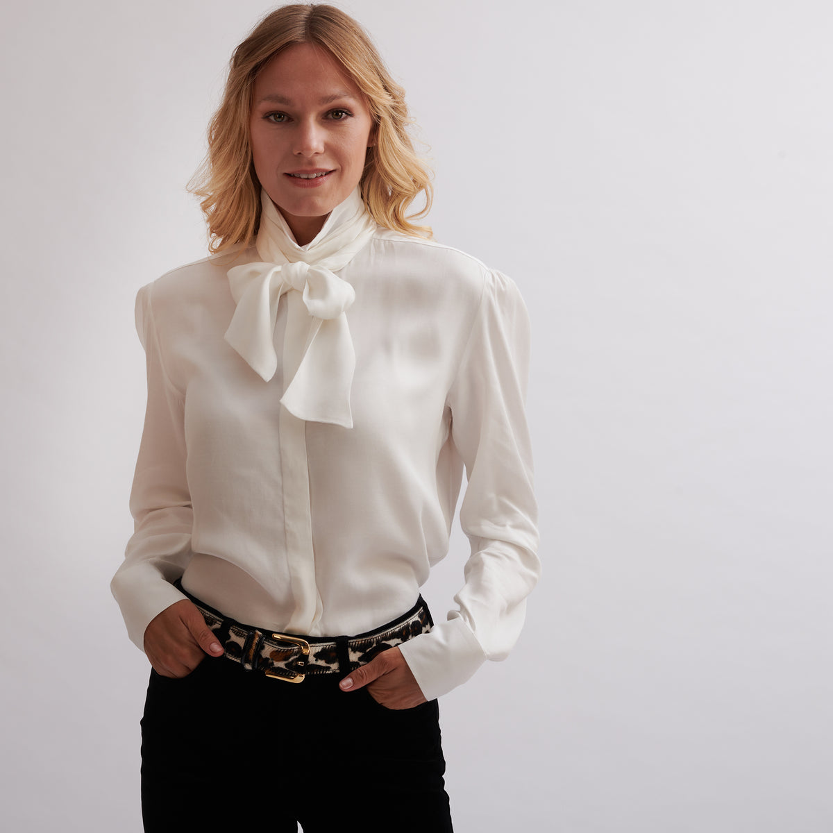 White Satin Viscose Tie Shirt