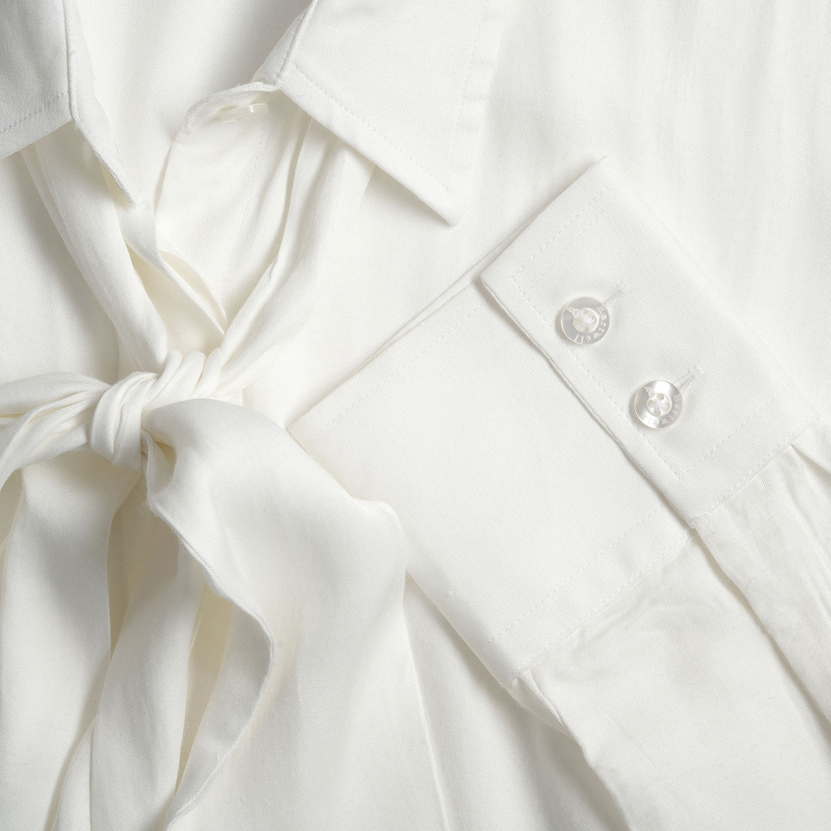 White Satin Viscose Tie Shirt
