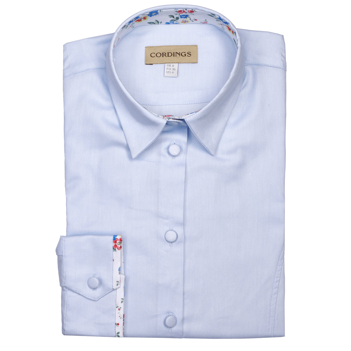 Blue Floral Trim Fitted Shirt