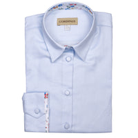Blue Floral Trim Fitted Shirt