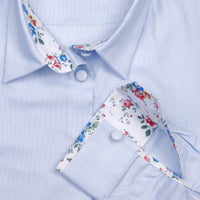 Blue Floral Trim Fitted Shirt