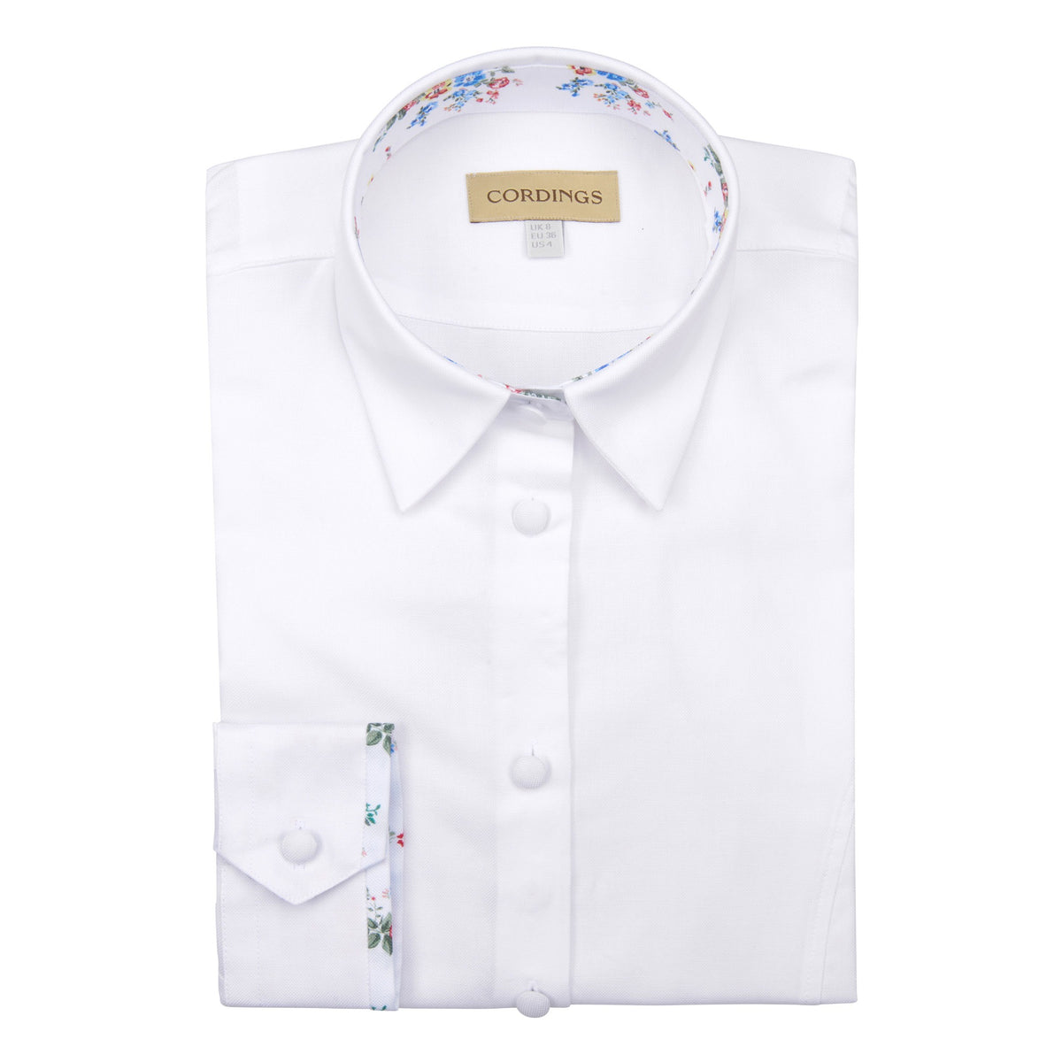 Classic White Tailored Shirt with Floral Trim