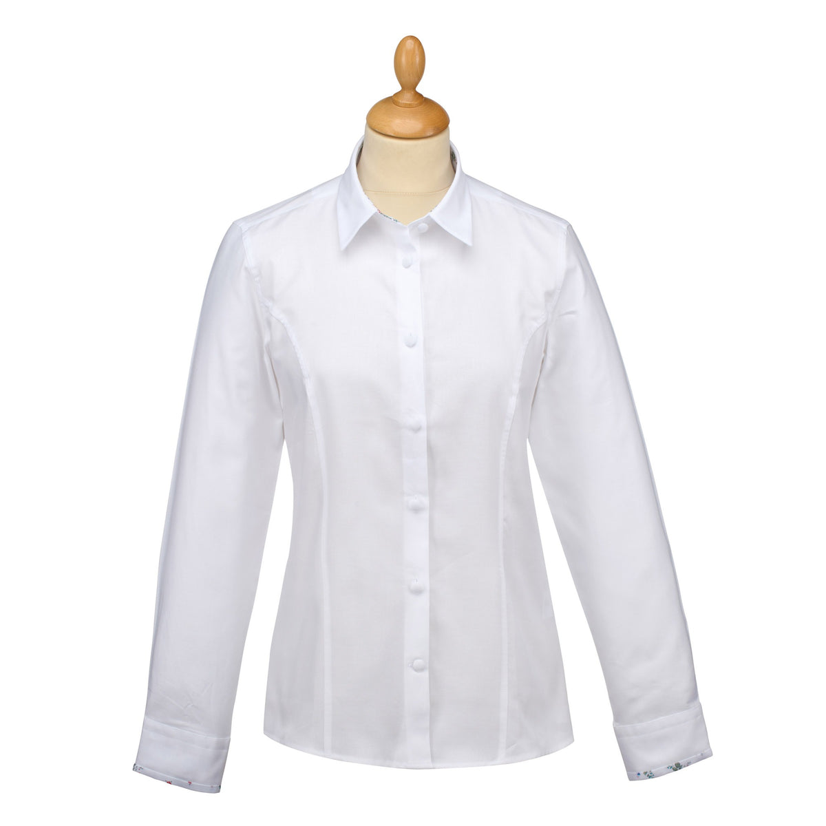 Classic White Tailored Shirt with Floral Trim