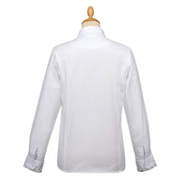 Classic White Tailored Shirt with Floral Trim