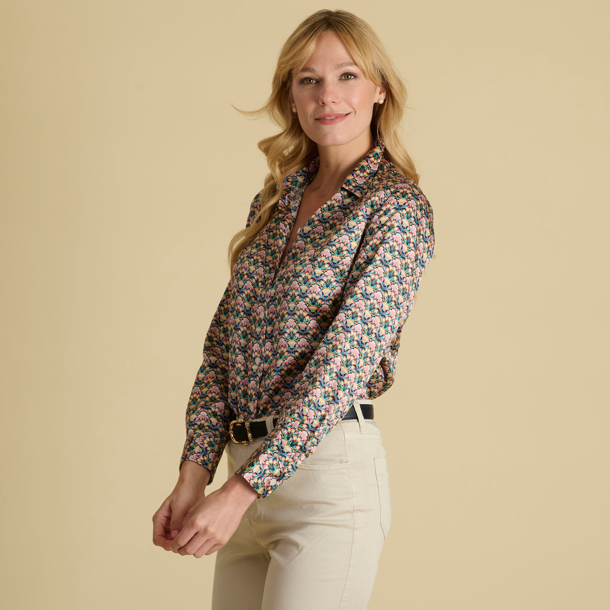 Lotus Love Silk Shirt made with Liberty Fabric