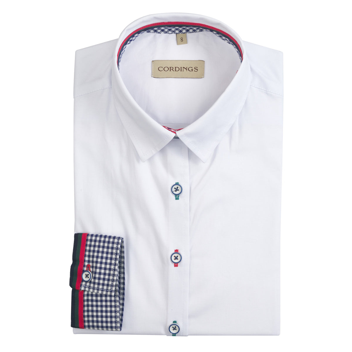 Classic White Tailored Shirt with Gingham Trim
