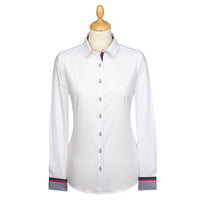 Classic White Tailored Shirt with Gingham Trim