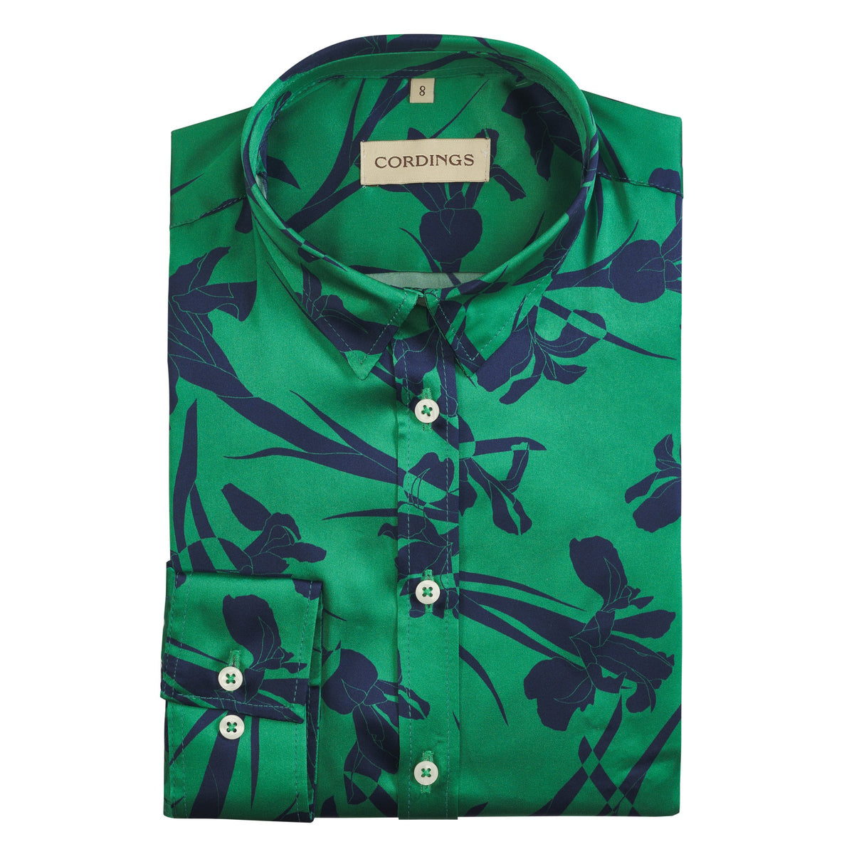 Iris Scatter Satin Silk Shirt Made with Liberty fabric
