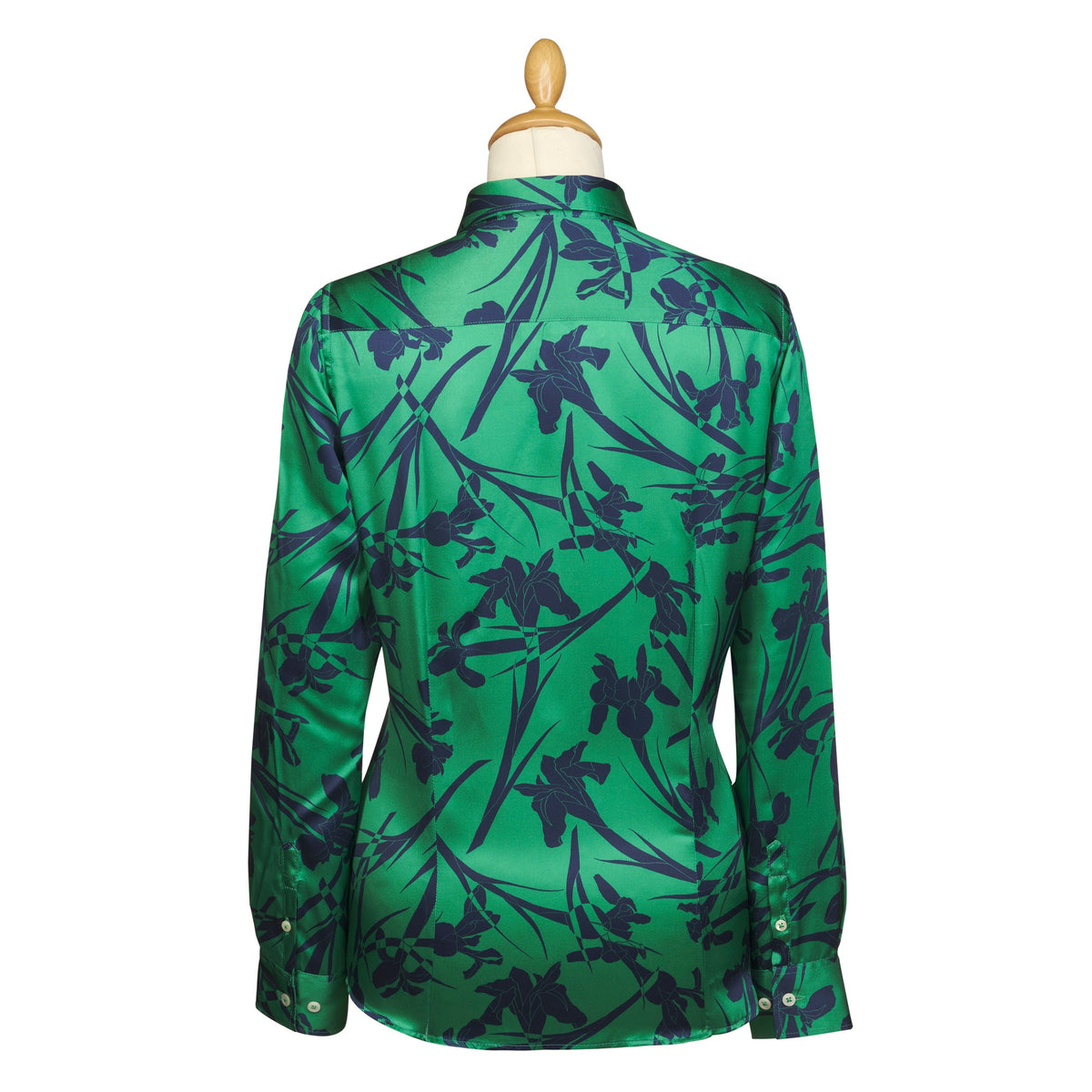 Iris Scatter Satin Silk Shirt Made with Liberty fabric