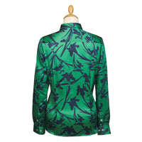 Iris Scatter Satin Silk Shirt Made with Liberty fabric