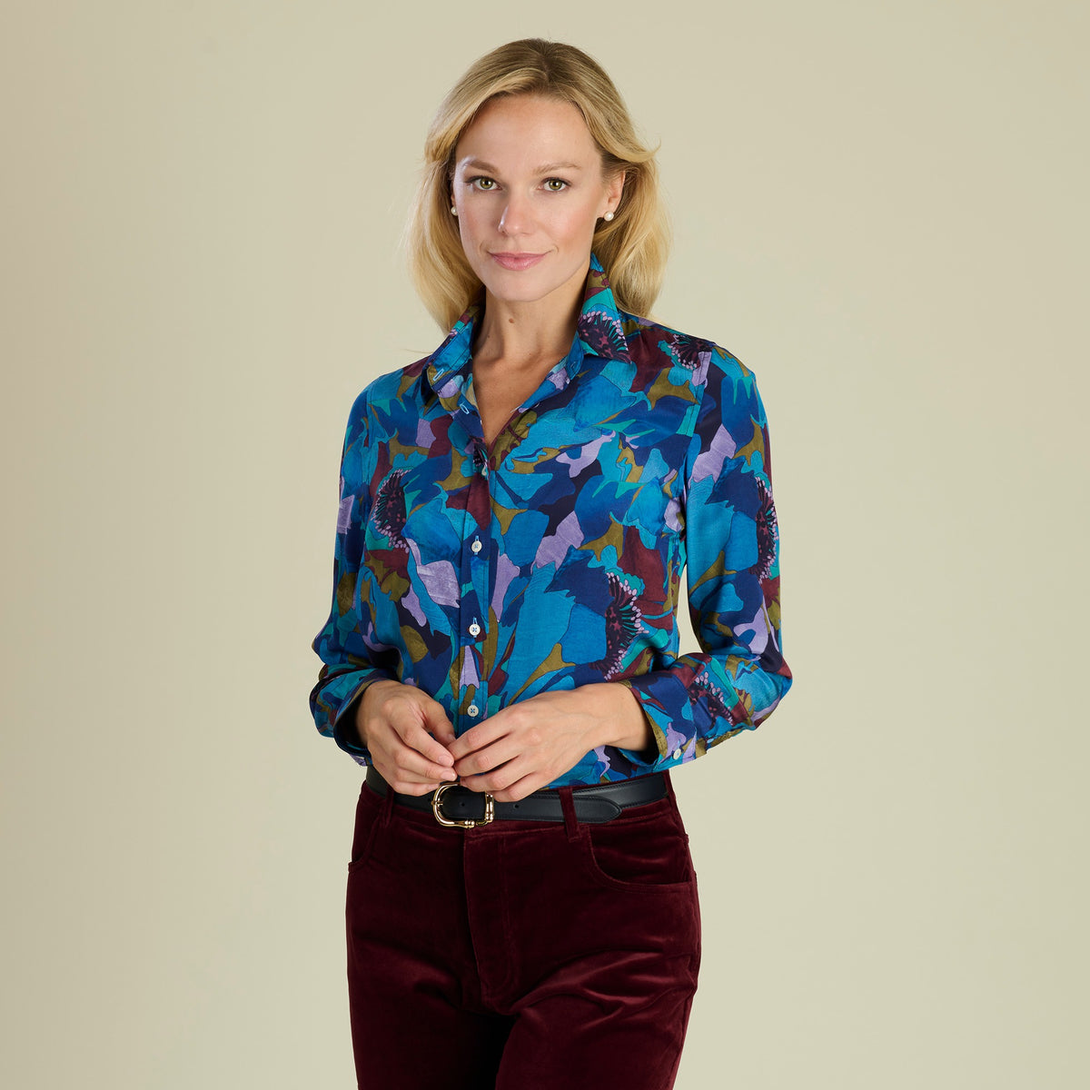Peony Parade Crepe de Chine Shirt Made with Liberty fabric