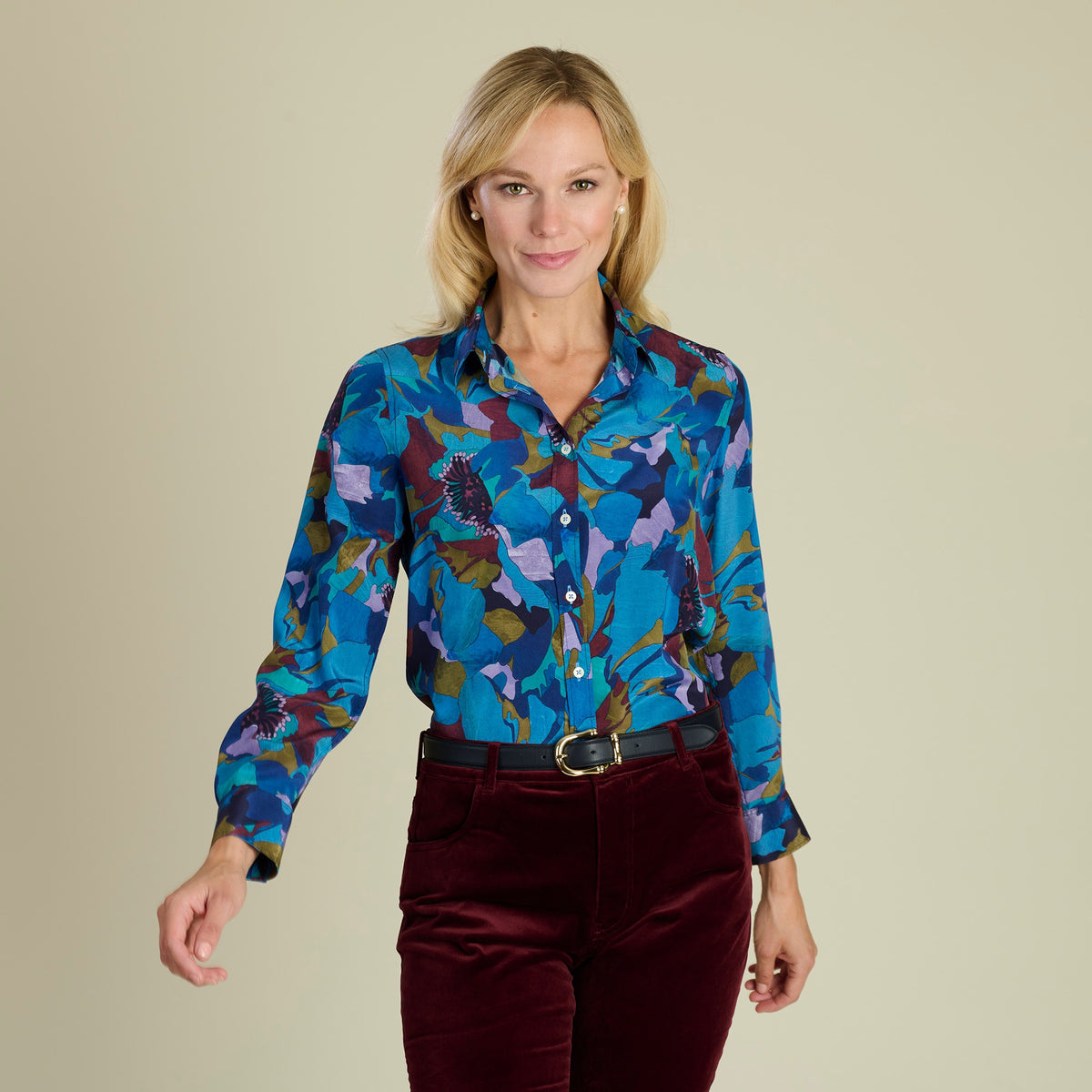 Peony Parade Crepe de Chine Shirt Made with Liberty fabric