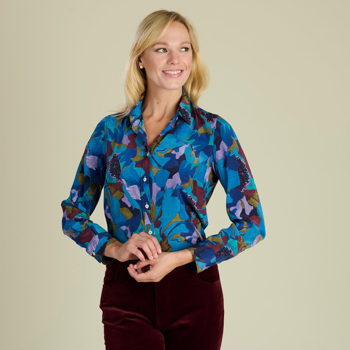 Peony Parade Crepe de Chine Shirt Made with Liberty fabric