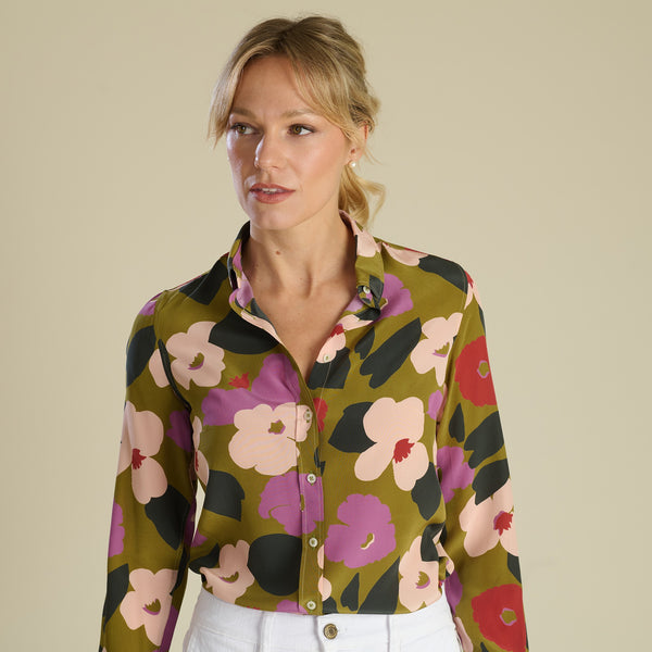 Verve Pop Crepe de Chine Shirt made with Liberty Fabric