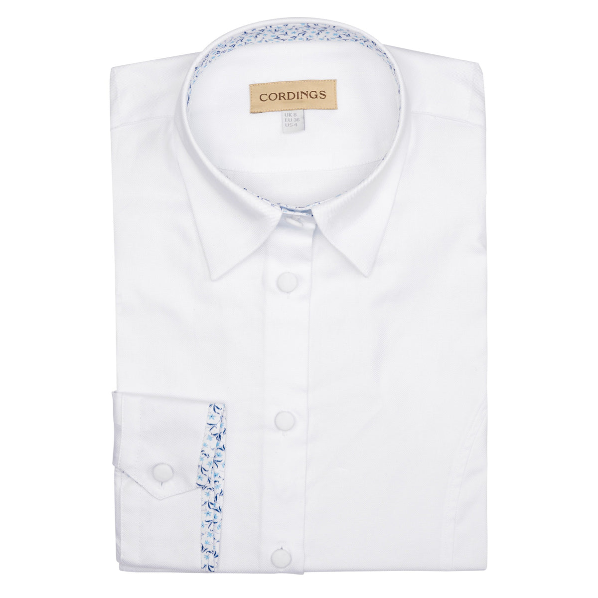 White Cotton Floral Trim Shirt