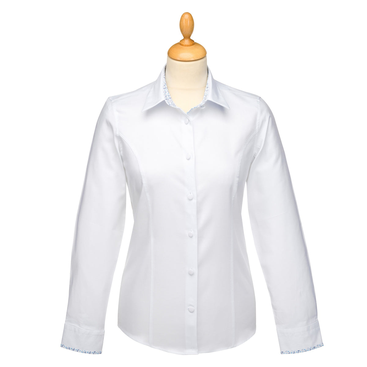White Cotton Floral Trim Shirt