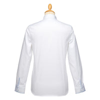 White Cotton Floral Trim Shirt