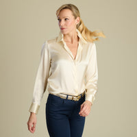 Ecru Satin Silk Chole Blouse