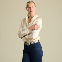 Ecru Satin Silk Chole Blouse