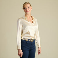 Ecru Satin Silk Chole Blouse