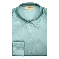 Aqua Blue Satin Silk Chole Blouse