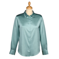 Aqua Blue Satin Silk Chole Blouse