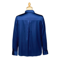 Navy Satin Silk Chole Blouse