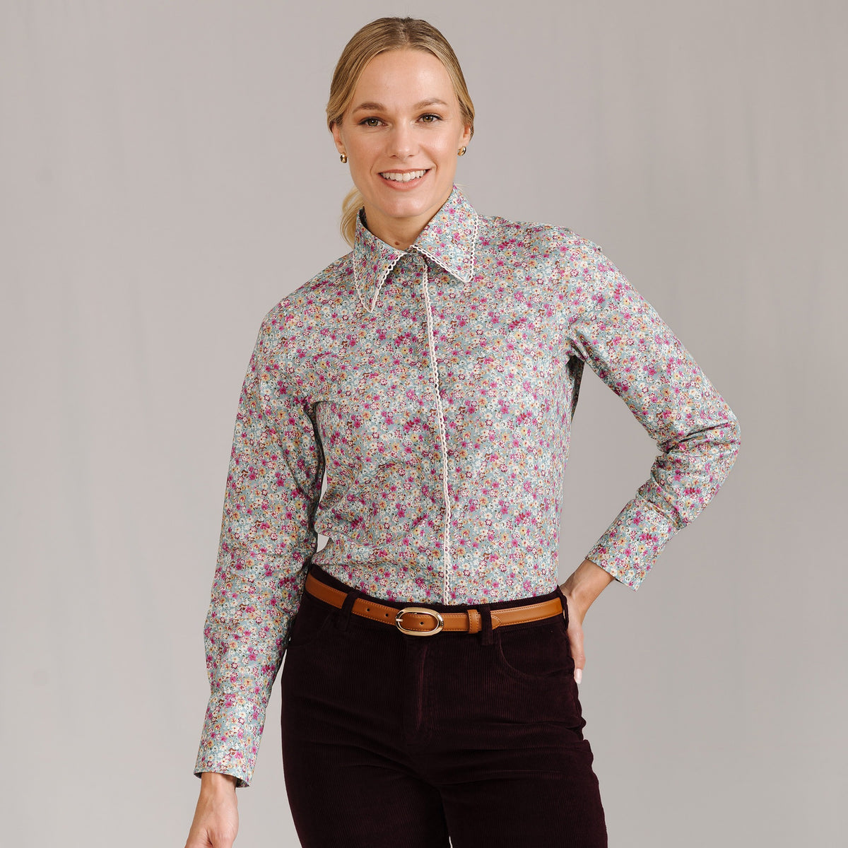 Ditsy Pink Flowers Blouse