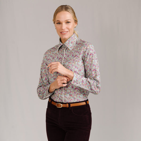 Ditsy Pink Flowers Blouse