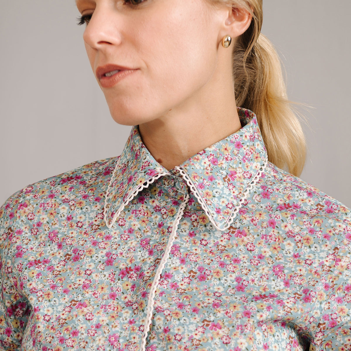 Ditsy Pink Flowers Blouse