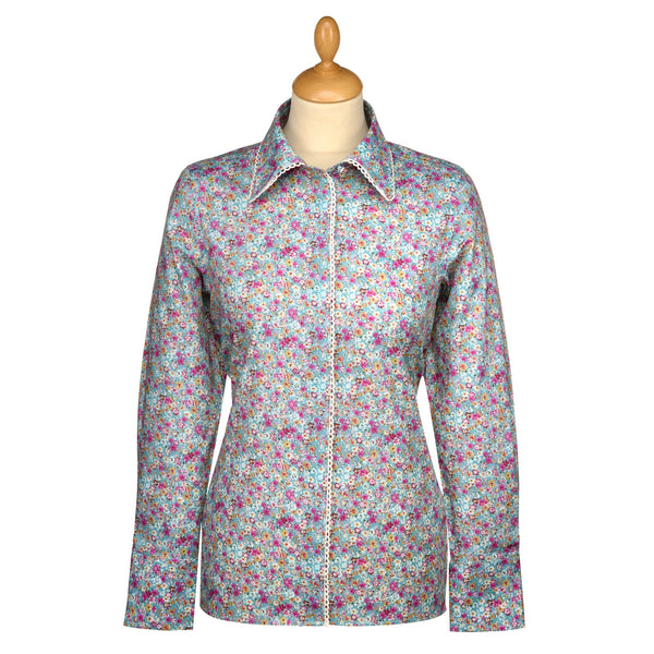 Ditsy Pink Flowers Blouse