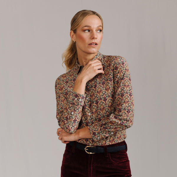 Iona Blossom Crepe de Chine Shirt made with Liberty fabric