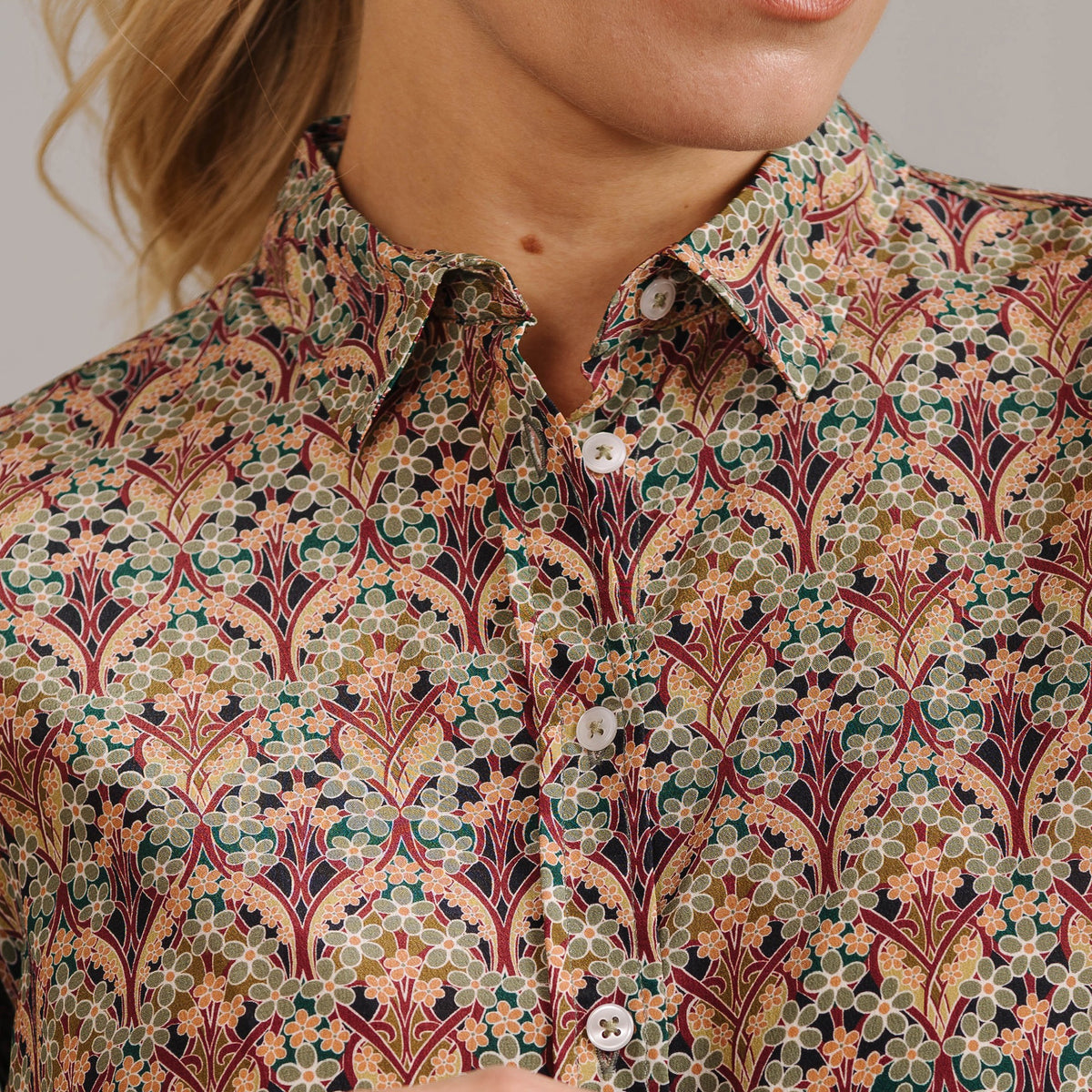 Iona Blossom Crepe de Chine Shirt made with Liberty fabric