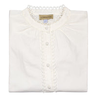 White Frogging Trim Cotton Blouse